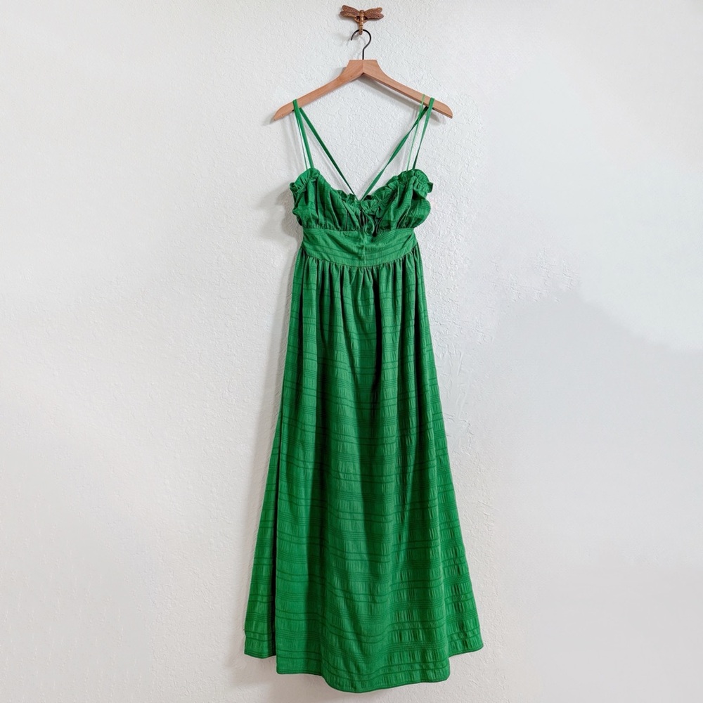 Vice•Green Midi Dress•Open Back with Crisscross Straps•Size Large